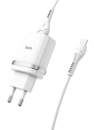 Адаптер мережний hoco micro usb cable smart fcp/afc c12q 1usb 3a 18w qc3 white