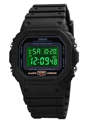 Часы наручные с подсветкой skmei 1628bkwt 5 atm 44 мм black