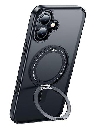Чохол hoco для iphone 16 обертовий магнітний, as1, прозорий з чорним