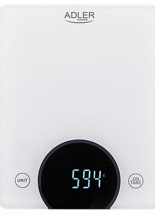 Ваги кухонні з lcd-дисплеєм adler ad 3173 10kg white