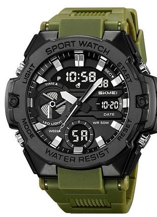 Наручные часы skmei 2383 электронные аналогово цифровые зеленый army green (ag)