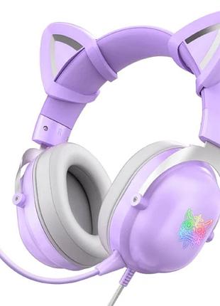 Навушники onikuma gaming cat with led x11 purple