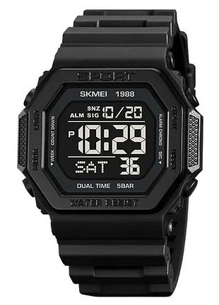 Часы наручные с подсветкой skmei 1988bk 5 atm 45 мм black
