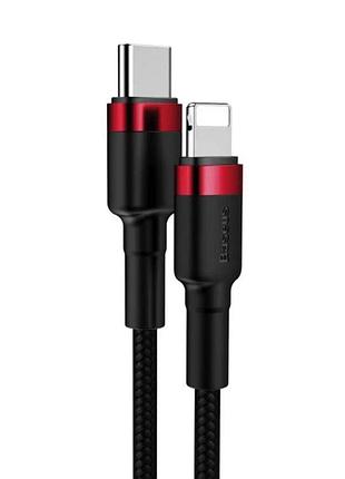 Кабель baseus cafule data cable type-c to lightning pd 18w 1м black/red (catlklf-91) 2
