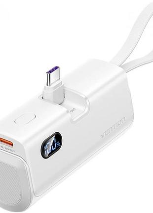 Универсальная батарея vention fhqw0 white 4800 мач 22.5 w pd led дисплей lightning usb type-c