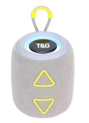 Портативная колонка tg655 5w с rgb подсветкой и ремешком grey