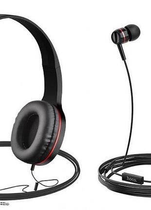 Навушники набір 2в1 hoco enlighten w24 50 мвт black-red