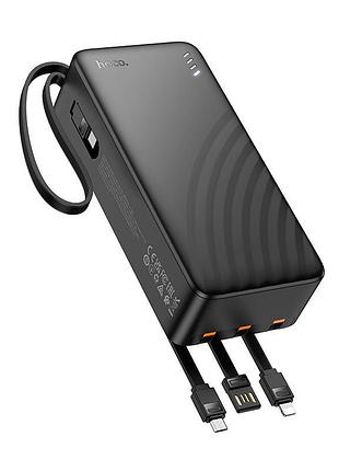 Портативное зарядное устройство hoco j146b, 30000mah, со встроенными кабелями usb-c/micro usb/lightning/usb-a, черный