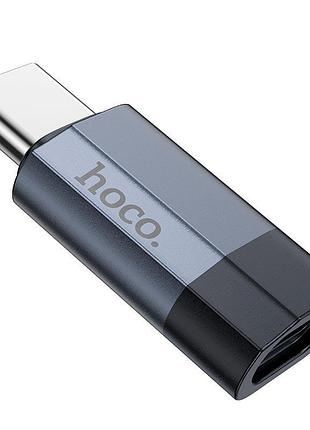 Перехідник hoco type-c male to ip female charging and data adapter ua29 сірий