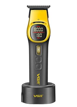 Триммер для стрижки vgr v885t золотистый с bldc-мотором led-дисплеем 4 насадки