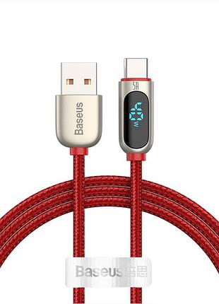 Кабель baseus type-c display fast charging data cable 1m 5a red