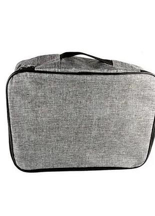 Дорожная сумка-органайзер для документов и карт, размеры 37x27x10 см, серая