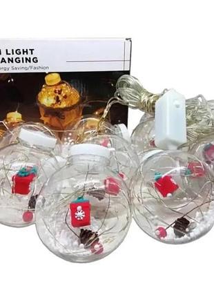 Гірлянда xmas m-1 copper curtain ball lamp 7257 подарунки 10 кульок різнокольорова