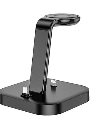 Бездротовий зарядний пристрій qi hoco graceful 3-in-1 charger cw43 |2.1a, 2.5/5w| настільне