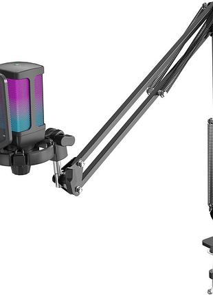 Микрофон fifine q6t usb конденсаторный кардиоидный с rgb подсветкой, черный
