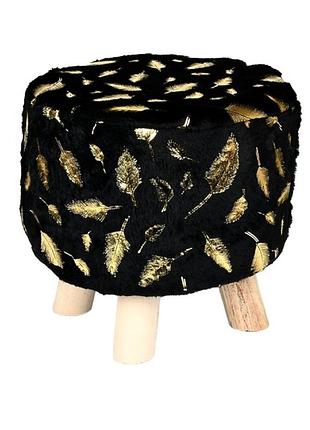 Пуф stenson plush фланелевый черный с деревянной крышкой 28×30 см (r33441)