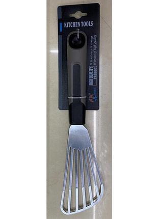 Лопатка кухонна stenson r91965, 24 см, чорна, з пластиковою ручкою