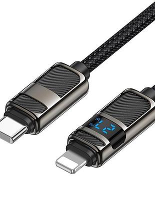 Кабель для зарядки hoco u137 type-c to lightning line charging data cable with display 1.2м чорний