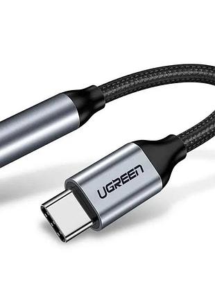 Перехідник ugreen av142 usb type c to 3.5mm female cable 10cm gray ugr-30632