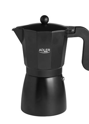 Кавоварка adler ad 4429, еспресо, алюмінієва, на 9 чашок, 450 мл, чорний