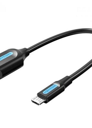 Переходник otg vention usb2.0 micro-usb male to usb-a female 15см черный (ccubb)