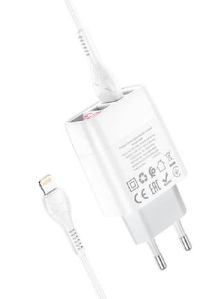 Адаптер мережний hoco lightning cable c93a 3usb 3.4a white 2