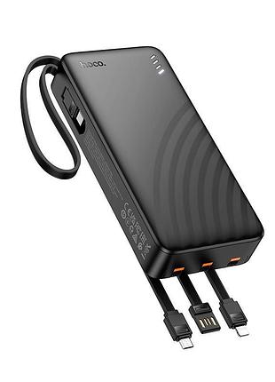 Павербанк hoco j146a 20000mah универсальный с кабелями type-c lightning micro usb черный