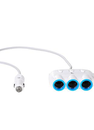 Адаптер автомобільний hoco dual usb triple cigarette lighter |3 sockets/2usb, 3.1-12a, 15.5w| white