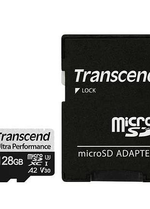 Карта памяти transcend 128gb microsd с sd переходником 340s c10 uhs-i u3 (ts128gusd340s)