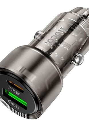 Адаптер автомобільний hoco spacious car charger z52 1usb/1type-c 38вт/3a pd/qc black