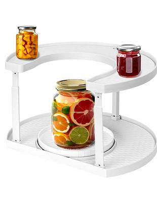 Полка органайзер кухонная spice spinner r93754 белый пластик 2 яруса 35x28 см (r93754)