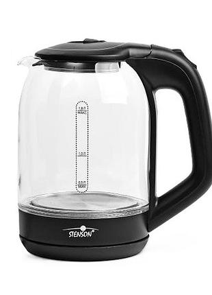 Чайник stenson 10190 электрический 1.8л стеклянная мощность 1800w black