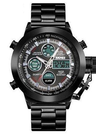 Годинник наручний чоловічий з підсвічуванням skmei 1515bk 3atm black