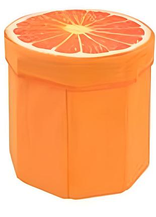 Складной пуф stenson fruits "ананас" 30×30 см оранжевый с принтом апельсина