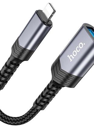 Переходник hoco ip male to usb female 2.0 converter ua24 grey