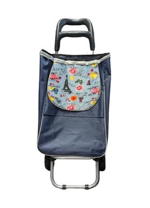 Сумка на колесах stenson mh-1902 синяя с принтом, размеры 34x27x94 см, до 25 кг.