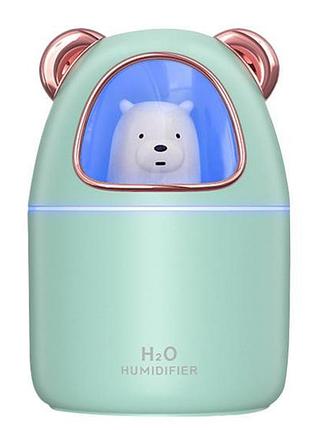 Зволожувач повітря з підсвічуванням humidifier h20 8023 350мл ведмедик зелений