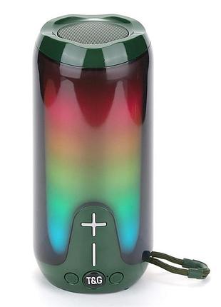 Портативная колонка tg651 5w с rgb подсветкой и ремешком green