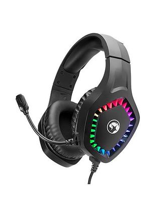 Наушники marvo h8360 для игр, rgb подсветка, микрофон, 3.5 мм/usb, черные