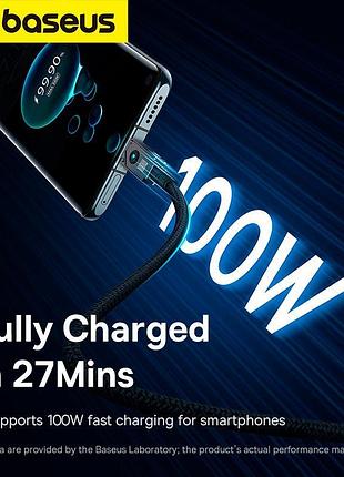 Кабель baseus type-c unbreakable series fast charging data cable 1m 100w/6a (p10355801111-00) black 6