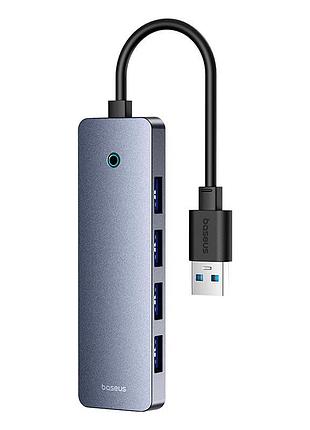 Usb-хаб baseus ultrajoy 4-port hub lite 4xusb-a 3.0 с питанием type-c, серый (b0005280b811-10)