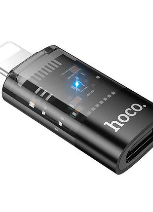 Переходник/адаптер hoco ua36a usb type-c lightning otg 2a черный прозрачный для смартфонов и планшетов