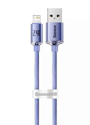 Кабель cable baseus cajy000005 crystal shine series lightning 2.4a 1.2m purple