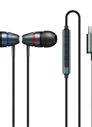 Навушники remax rm-660a type-c metal wired earphone for music & call 1,2м grey