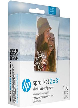 Фотобумага hp sprocket zink 2×3", самоклеющаяся, глянцевая, 100 листов
