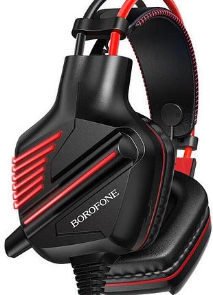 Наушники игровые borofone bo101 с микрофоном led racing headphones hi-res aux black-red