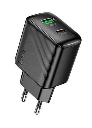 Адаптер hoco cs25a rico charger — usb + usb‑c живлення 20 вт (3 а), чорно-матовий корпус