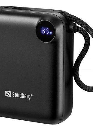 Портативное зарядное устройство для sandberg 10000 mah, быстрая зарядка 20w pd/qc3.0, usb-c вход/выход, 2 кабели в комплекте