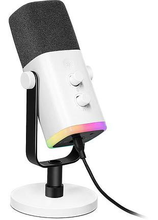 Микрофон fifine am8w студийный usb/xlr с rgb подсветкой белый