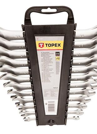 Набір ключів ріжкових topex 12 шт — у пластиковому кейсі, зносостійкі, модель 35d657
